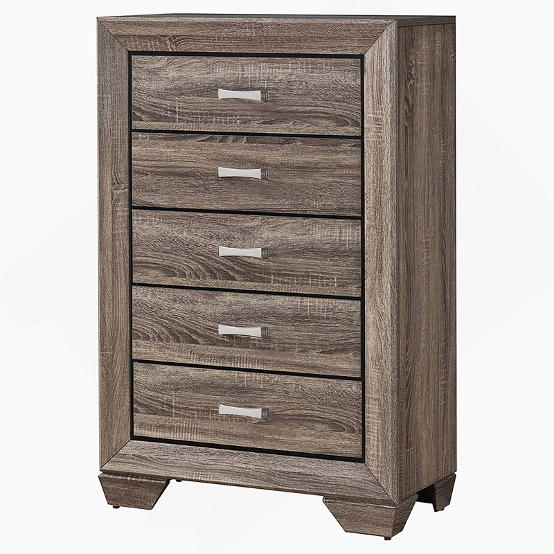 Commode de chambre 5 tiroirs délavé taupe