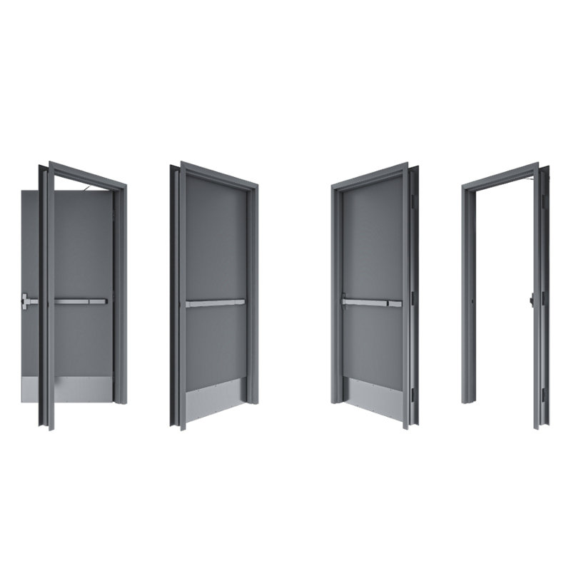 Ensemble de porte en acier inoxydable commercial de 36 po x 80 po à finition droite pour porte de garage de 18 po avec cadre fixe de 5 3/4 po et de la quincaillerie Flush Doors