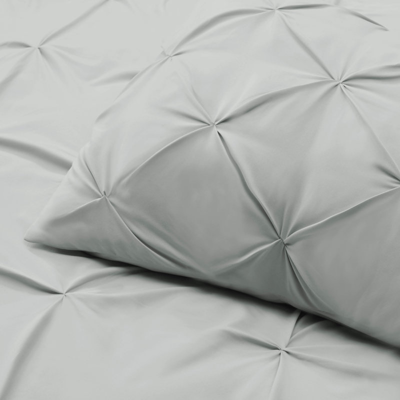 Ensemble de housse de couette plissÃ©e en tissu doublement brossÃ©, Gris argenté