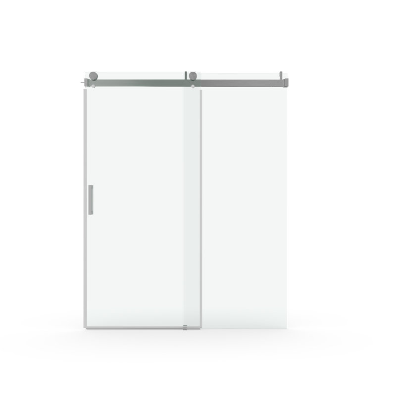 Porte de douche coulissante simple de 56 à 60 po, verre trempé de 1/4 po avec revêtement antidérapant, finition, glissement en douceur, traitement de séparation par voie humide, excellente capacité d'étanchéité