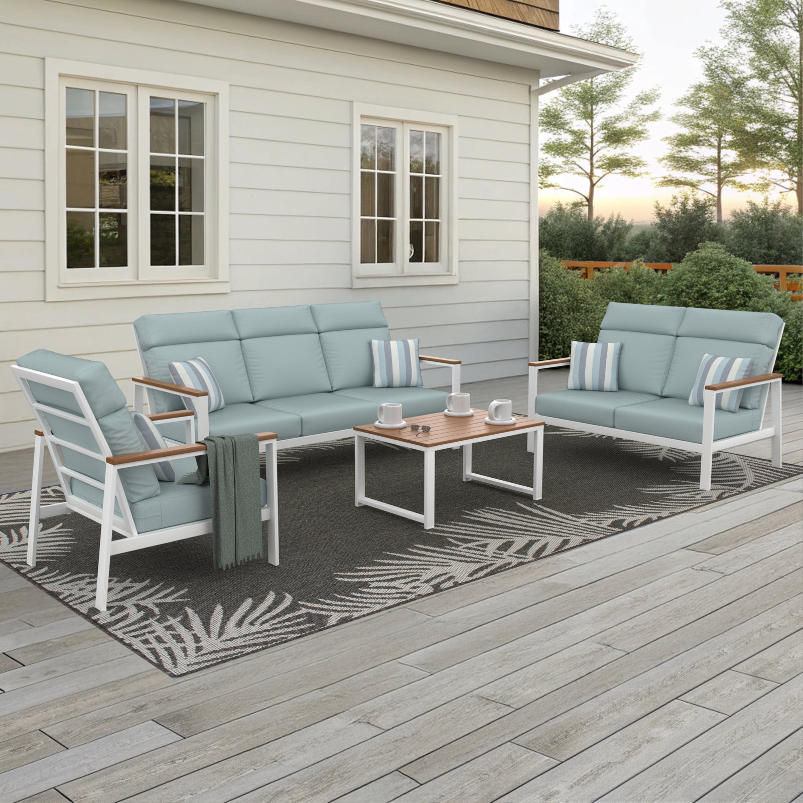 Townsend 6-Person Sunbrella® Patio Seating Group, Bliss Dew, Brown