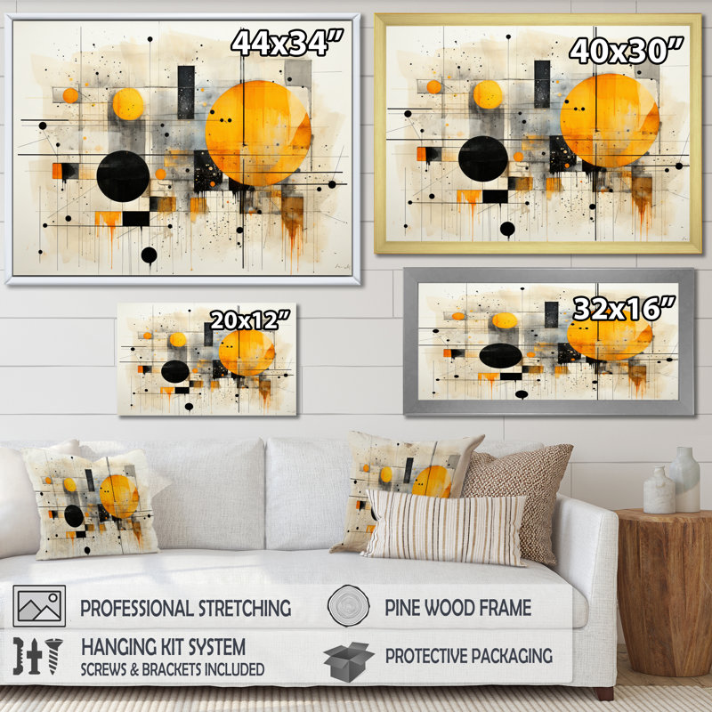 «Geddy Geometric Abstraction III», reproduction sur toile, Toile tendue, H 24 po x l 32 po x P 1 po