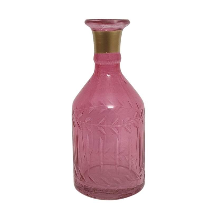 Vase en verre gravé rose en PVC 6 po