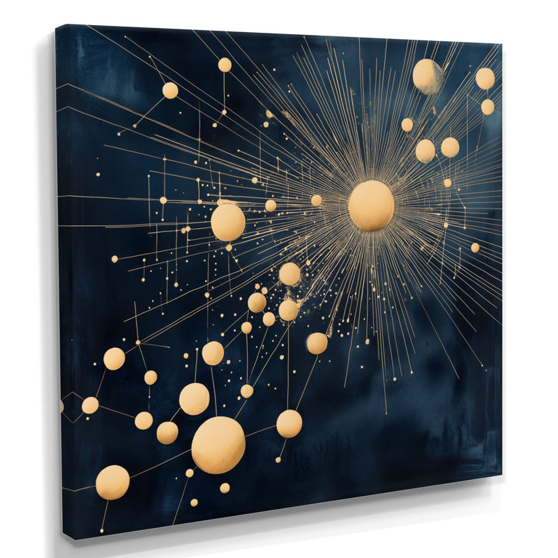 Constellation Wall Art, Mod Constellation Burst, Abstract Starburst Canvas, H 24 po x l 24 po, Toile tendue