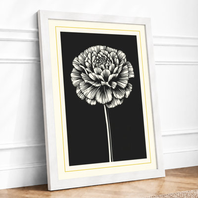 Single Stem in White Botanical - Framed Print