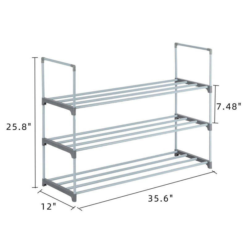 Shoe Rack, 3, 66cm H x 90cm W x 30cm D, White