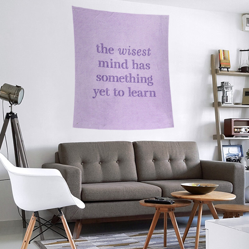 Tapisserie citation manuscrite en polyester, H 27,5 po x l 37,5 po, Mauve