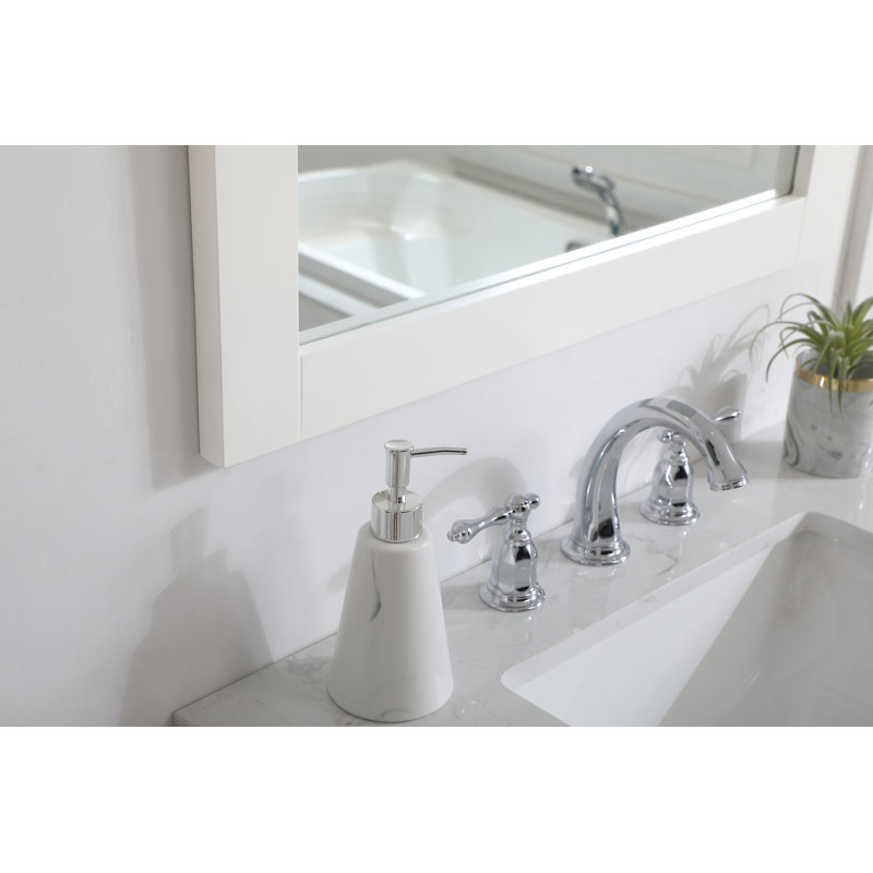 Metcalfe Solid And Engineered Wood Flat Wall Mirror, 36" x 27" , White