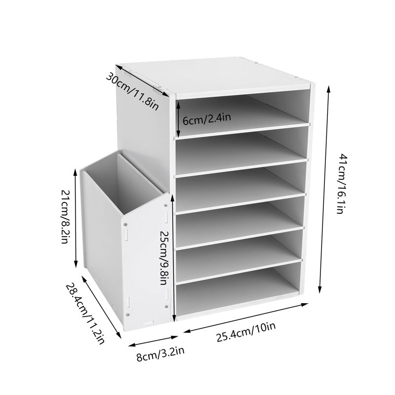 Jazziah Manufactured Wood Stackable File Organizer, White