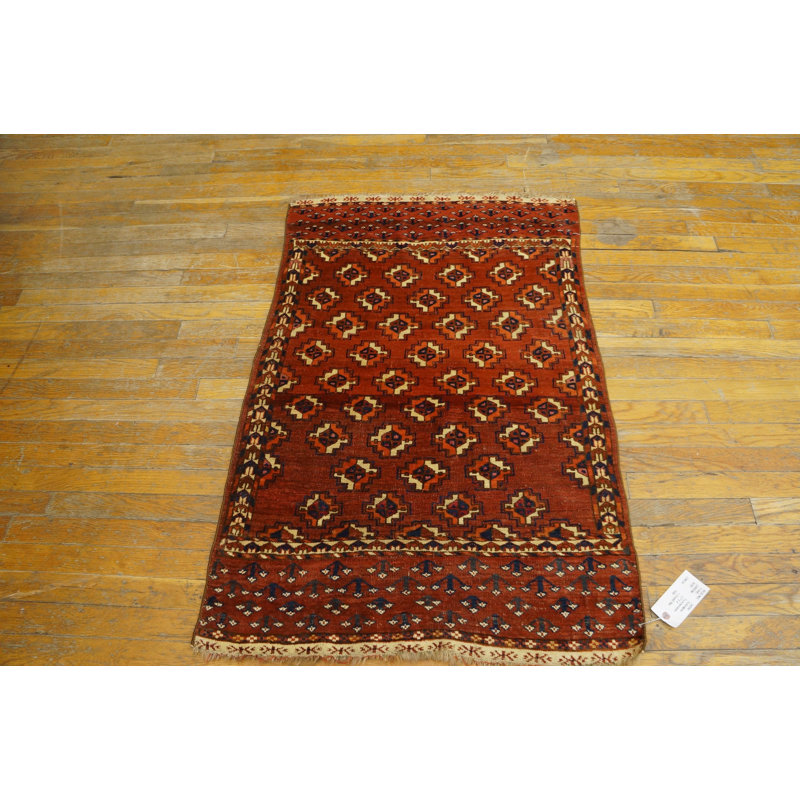 Antique Turkmen Turkmenistan Geometric Knotted Rug