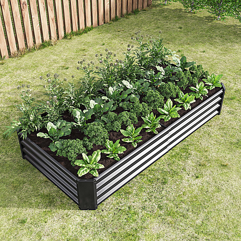 Raised Garden Bed Outdoor, Metal Raised  Rectangle Planter Beds for Plants, Vegetables, and Flowers, 6×3×1ft, Black