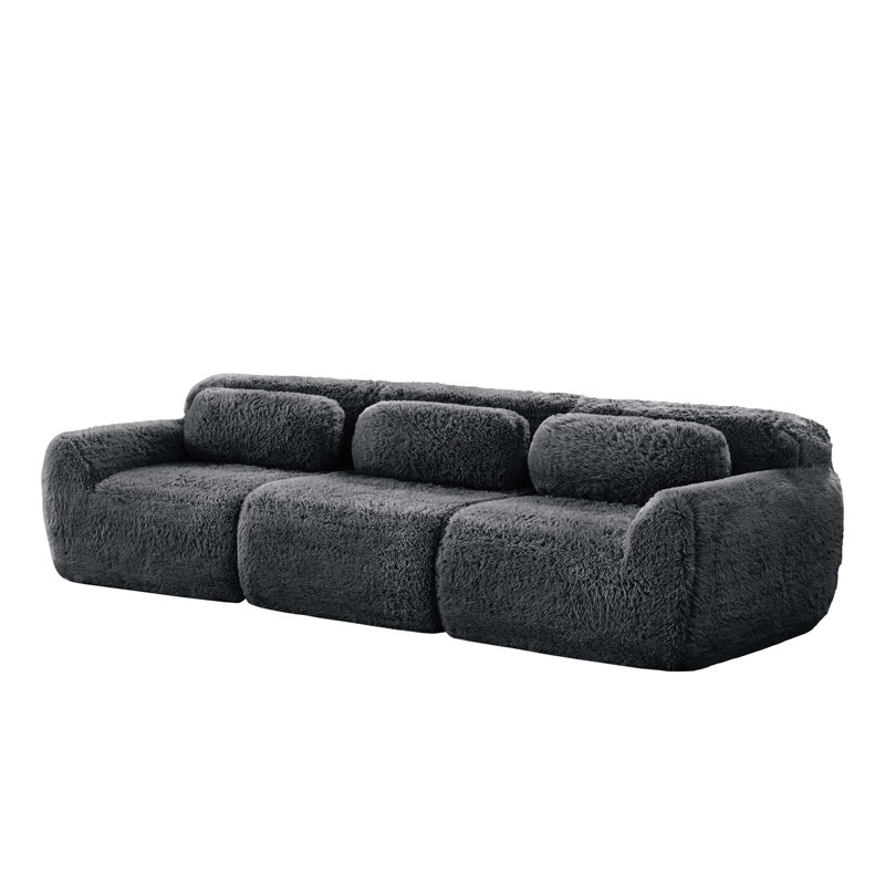 Tissu moelleux moelleux et moelleux de 114 po, canapé modulaire modulaire, conception ergonomique avec coussins décoratifs, connexion par boucle pour emballage sous vide à compression complète