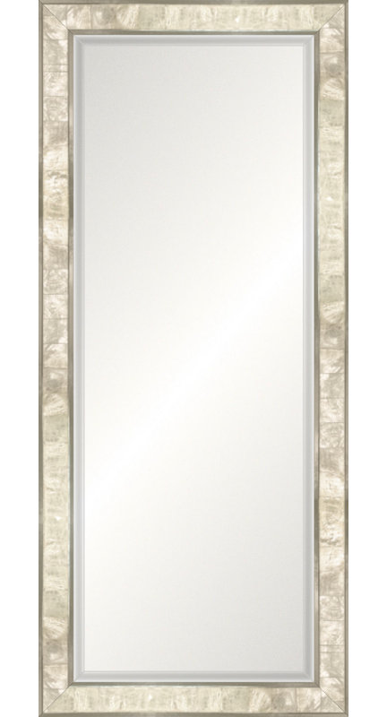 Capiz Shell Vanity Mirror, Beveled, Rectangle 34" x 15.5", Capiz Shell with Silver