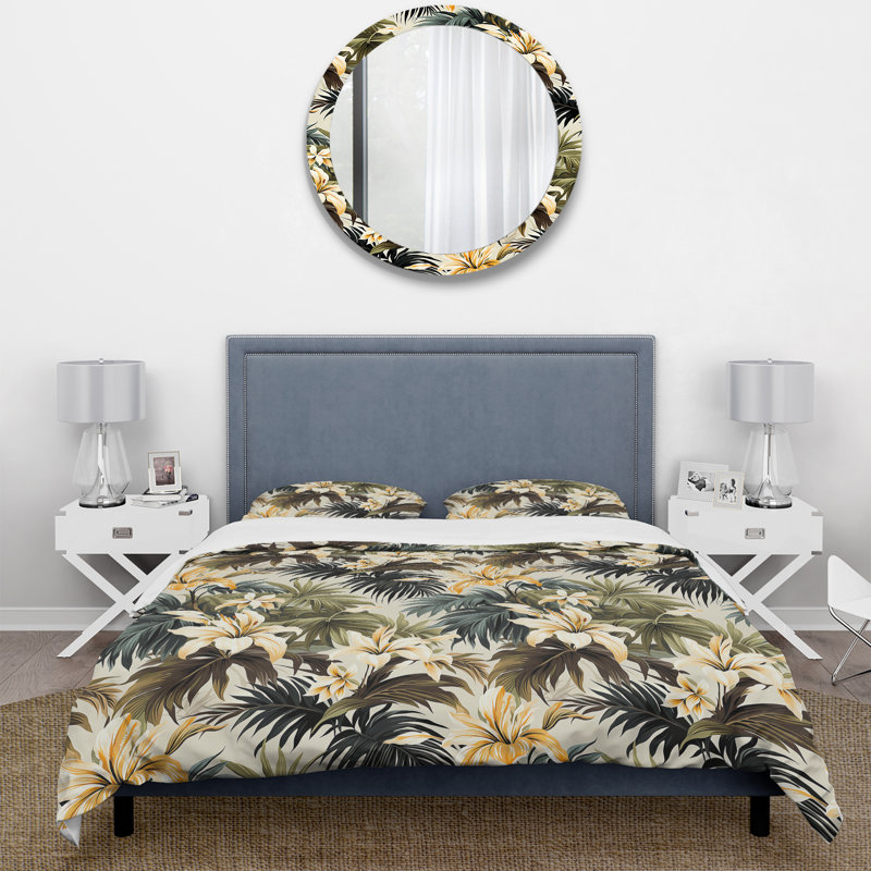 Literie Aaryah, Housse de couette pour grand lit et 2 taies décor