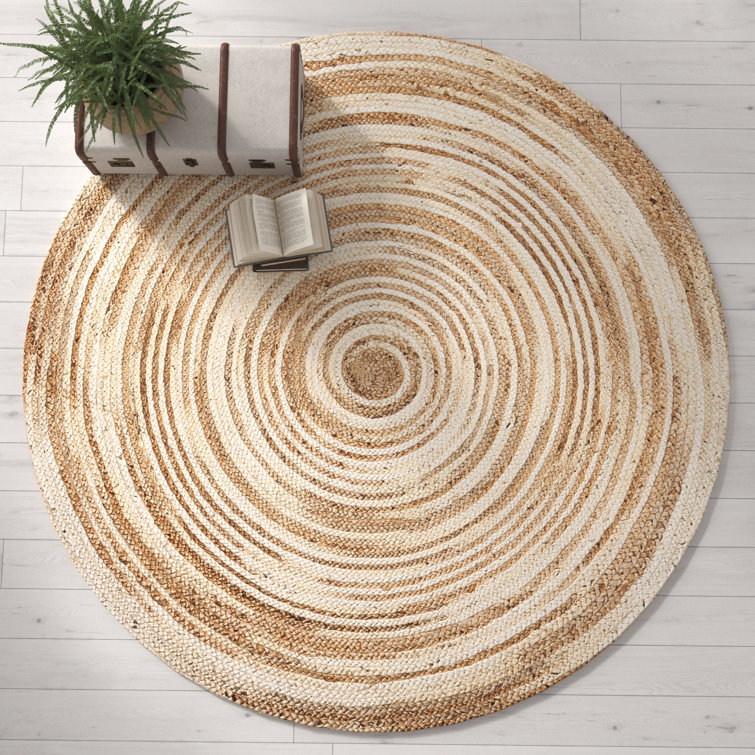 Round Dash Abstract Jute / Sisal Hand Woven Area Rug