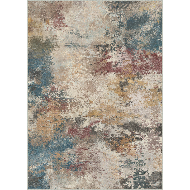 Abstract Machine Printed Area Rug, Oval 160 x 160 cm