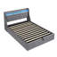 4FT6 Double Ottoman Bed Frame with Hydraulic Storage & LED Headboard Light,