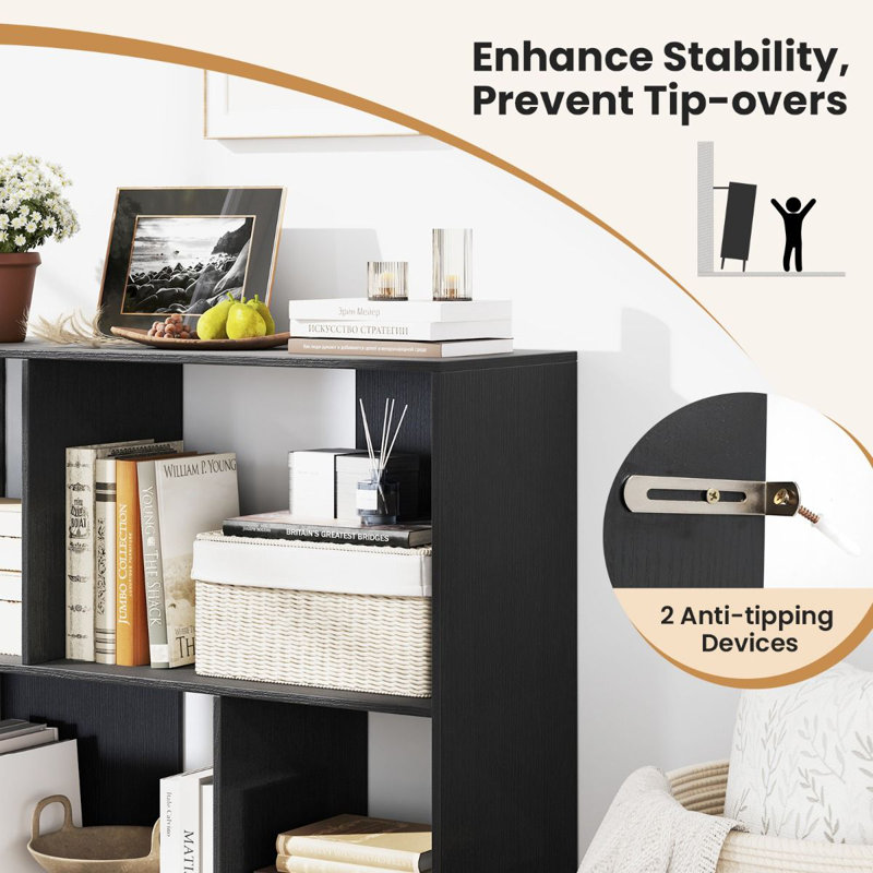 90cm H x 90cm W Metal Bookcase, Black