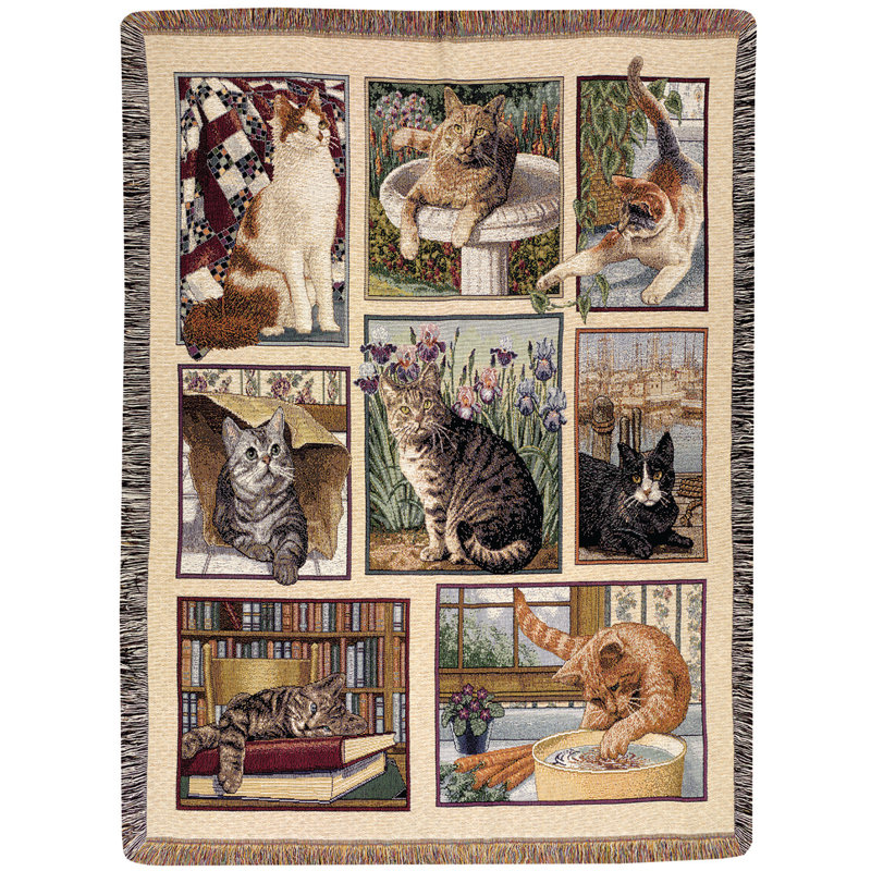 Jeté en coton tapisserie de coin kitty