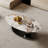 Modern Oval Cofee Table, Glossy Faux Mable Table-top, Stainless Steel Legs for Living Room-931586882-931586880