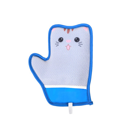 Gants d'épilation pour animaux 8,7 x 7,1 po, brosse de toilettage double face pour chiens, bleu