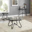 Table basse à surface en verre trempé avec construction robuste pour le salon (noir rustique)