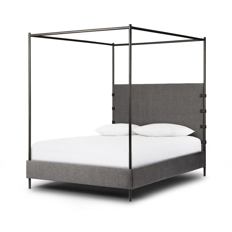 Anderson Upholstered Queen Canopy Bed, Beige, King