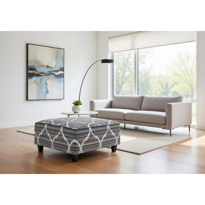 Reigate Floral Cocktail Ottoman, Bewilder Lagoon Polyester Blend