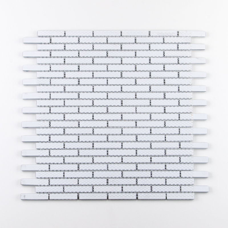 Torch Song 0.5'' W x 2'' L Glass Tile Mosaic Sheet, Black