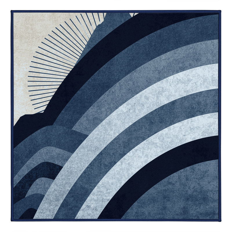 Tapis art déco lavable à la machine en gris Ottavio, Carré 4 pi