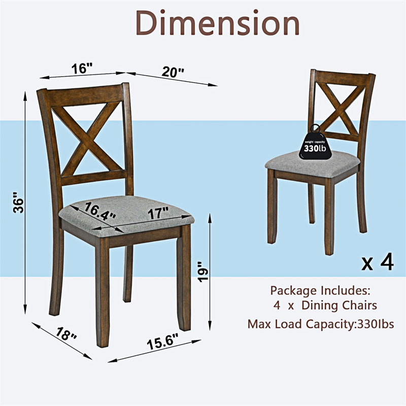 Ensemble de 4 chaises en bois massif, Noyer