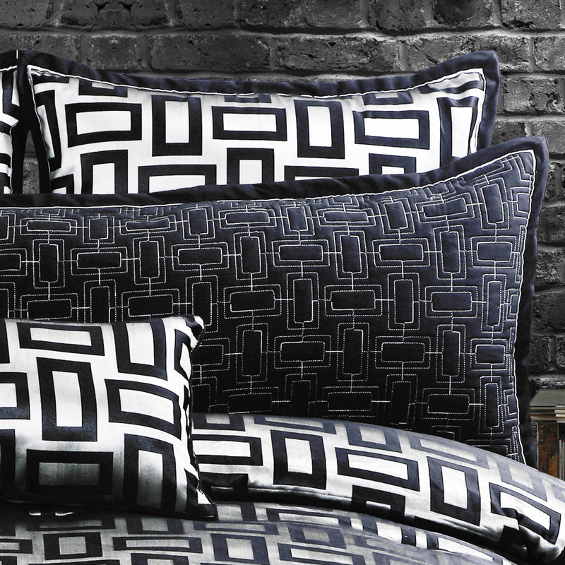 Kacy King Black and Silver Geometric Comforter Set