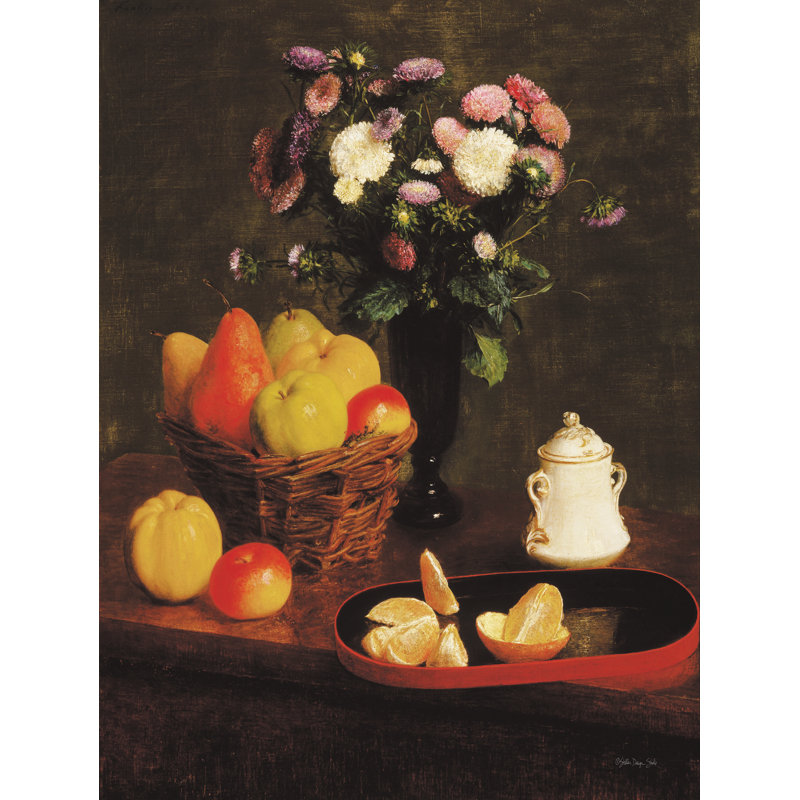 Fleurs et fruits 2 sur toile, H 36 po x l 24 po