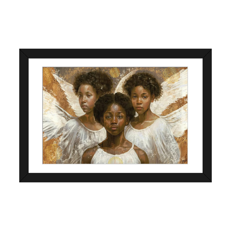 «Little Angels», reproduction d'art mural, papier d'art encadré, H 24 po x l 32 po, Noir