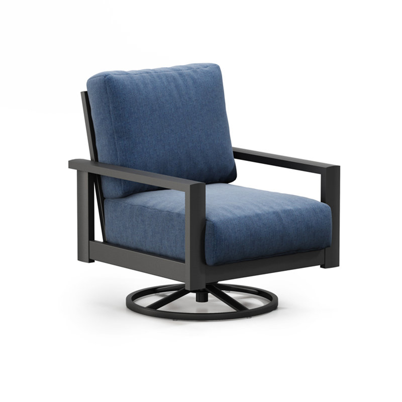 Elements Cushion Outdoor Swivel Lounge Chair, Blue Tweed, Niko