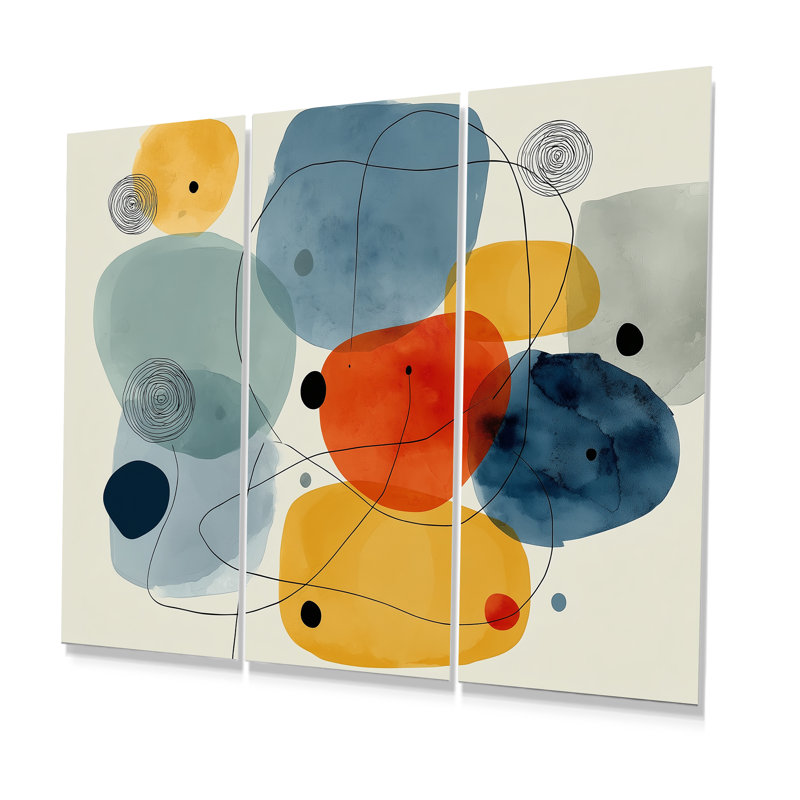Ensemble de décoration murale Minimalist Meditation Stone Collage - Mid-Century, H 32 po x l 48 po, Ne s’applique pas