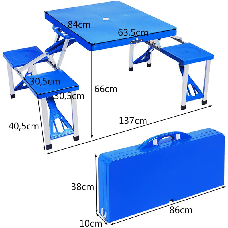 Elona Rectangular Folding Outdoor Camping Table , 137cm cm W 84cm cm D