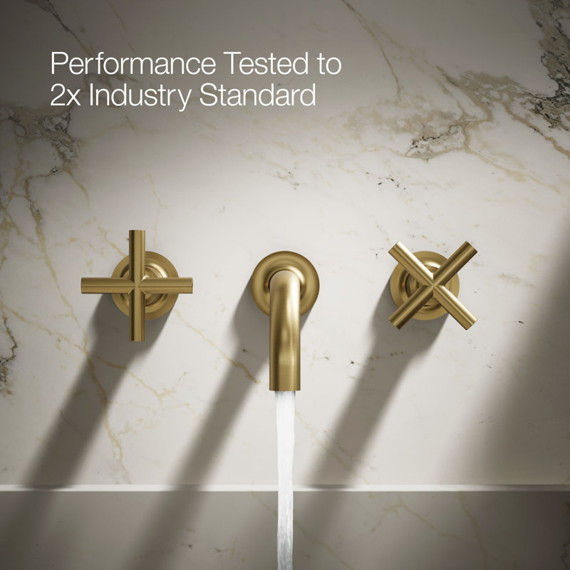 Purist® Wall Mounted Bathroom Faucet, Vibrant Brushed Moderne Brass, Cross Handle