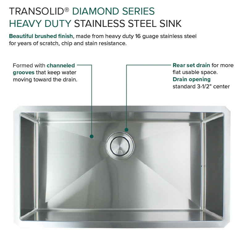 Évier de cuisine encastrable avec filtre à panier L 35 po x l 19 po Diamond Super