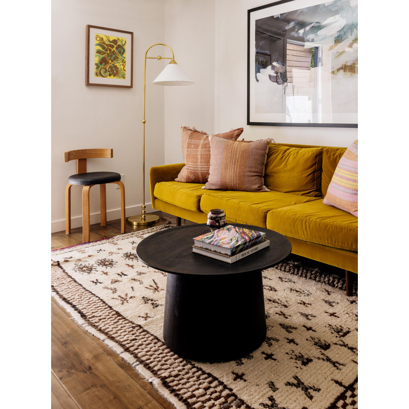 Talise Aged Brass Arc Floor Lamp with White Linen Shade