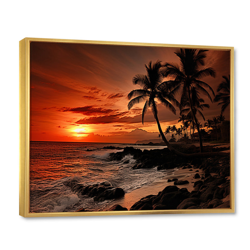 «Hawaii Sunset Serenade II», reproduction sur toile, H 12 po x l 20 po x P 1 po, Cadre flottant doré