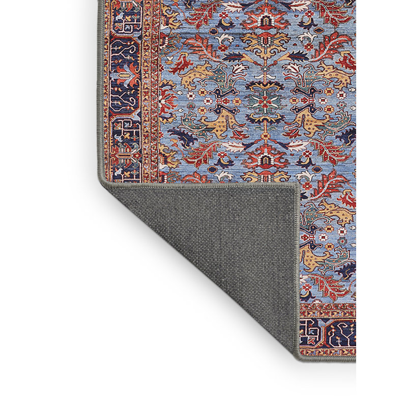 Tapis oriental rouge clair / bleu clair Riehle, Rectangle 5 pi x 7 pi