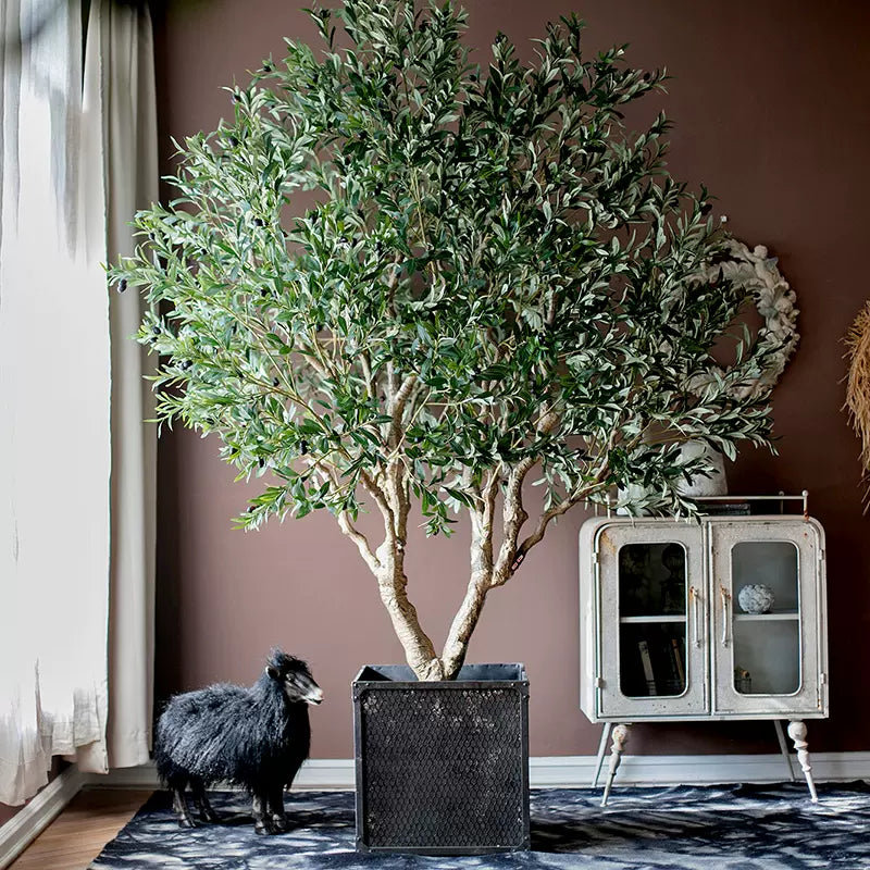 91 " H Faux Olive Tree in Plastic Freestanding