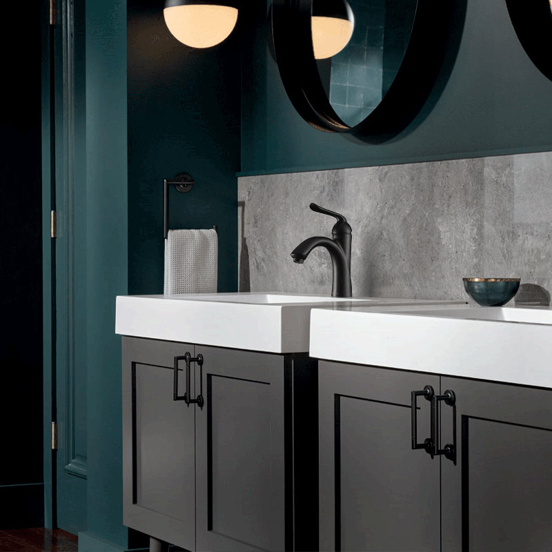 Robinet pour salle de bain à poignée simple avec drain, Nickel brossé