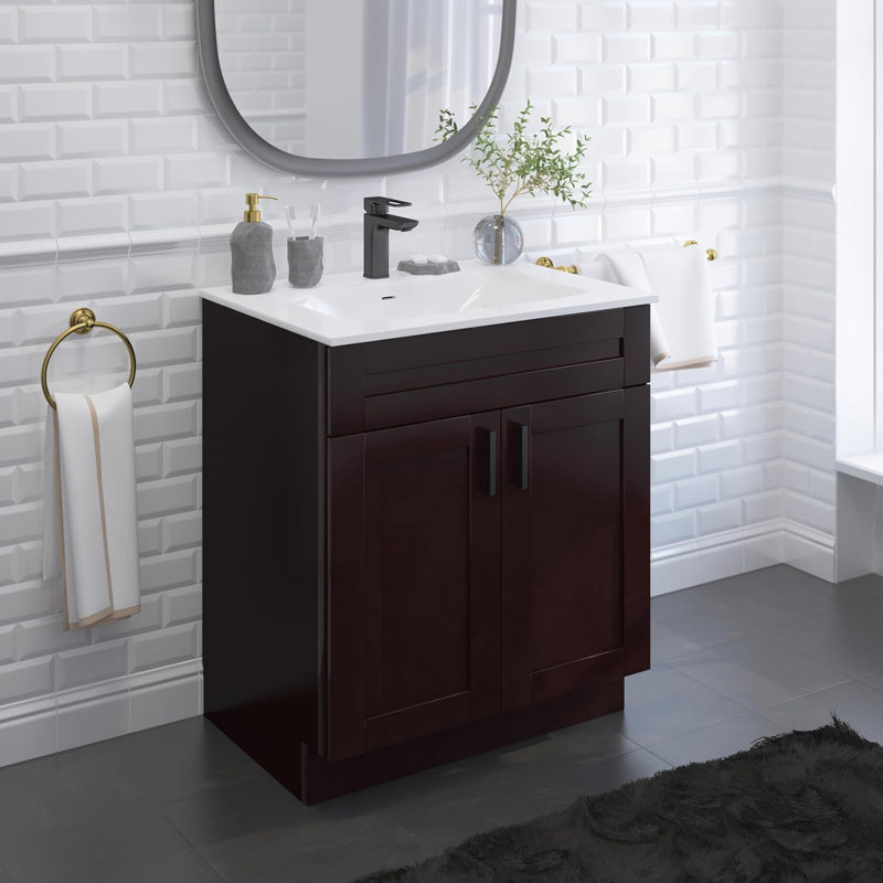 Ensemble de meuble-lavabo 30 po avec comptoir en résine de polyuréthane, Espresso