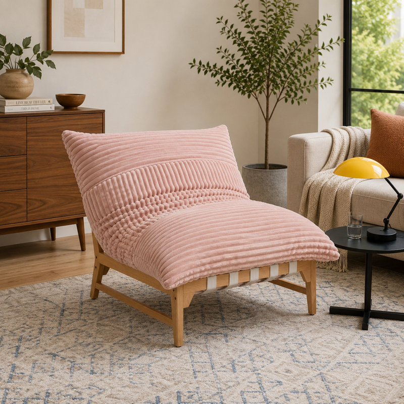 Méridienne Modern, Velours côtelé rose