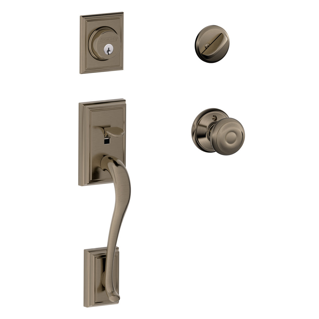 Addison Handleset with Single Cylinder Deadbolt and Georgian Door Knob and Rosette Schlage