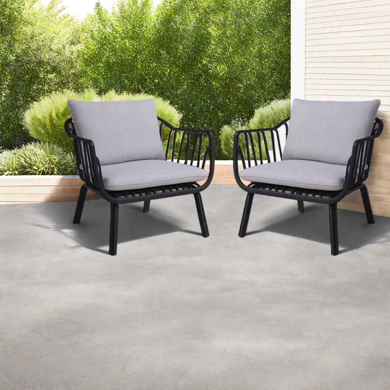 Chaises longues confortables de patio, ensemble moderne de résine de Pp pour la maison de patio