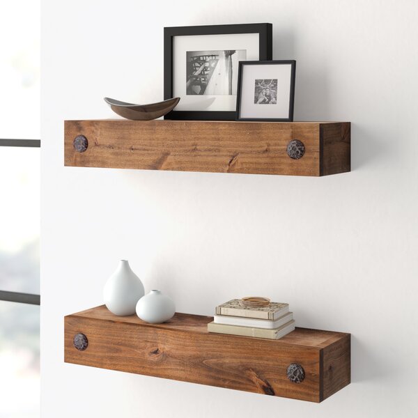 Abbott 2 Piece Alder Solid Wood Floating Shelf