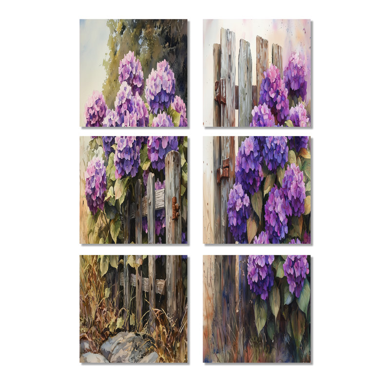 Poythress - ensemble d'art mural floral de 6, Toile tendue, Ne s’applique pas